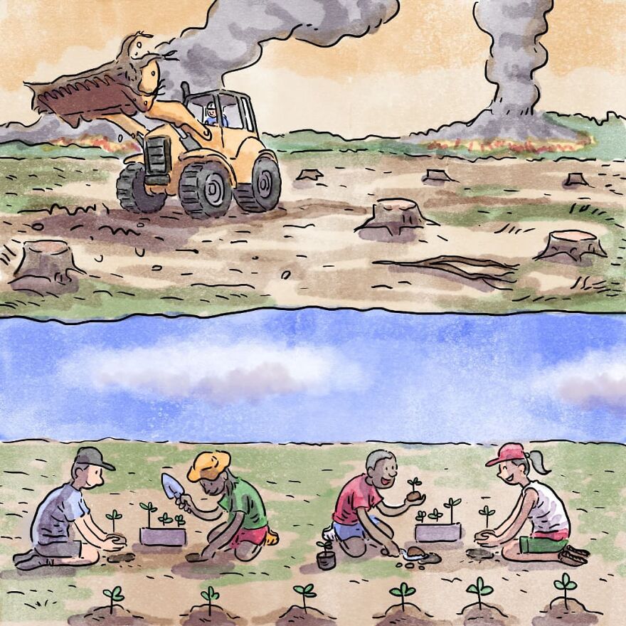 Un artista brasileño crea cómics desgarradores sin usar una sola palabra (7 nuevas historietas)