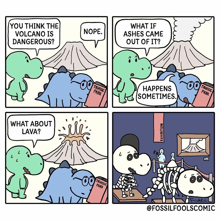 Artist Shows In Cute And Funny Comics The Secret Life Of Dinosaurs