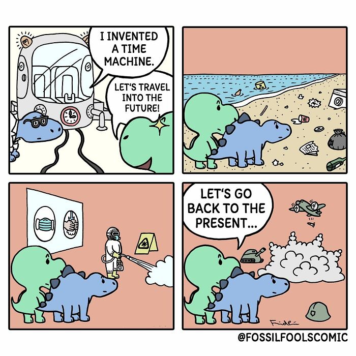 Artist Shows In Cute And Funny Comics The Secret Life Of Dinosaurs