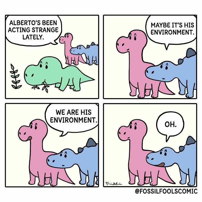 Artist Shows In Cute And Funny Comics The Secret Life Of Dinosaurs