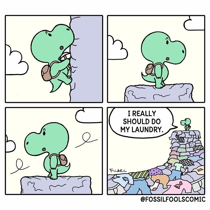 Artist Shows In Cute And Funny Comics The Secret Life Of Dinosaurs