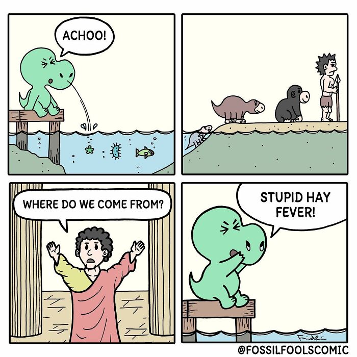 Artist Shows In Cute And Funny Comics The Secret Life Of Dinosaurs