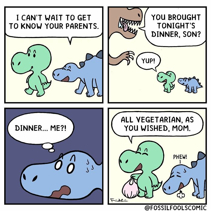 Artist Shows In Cute And Funny Comics The Secret Life Of Dinosaurs