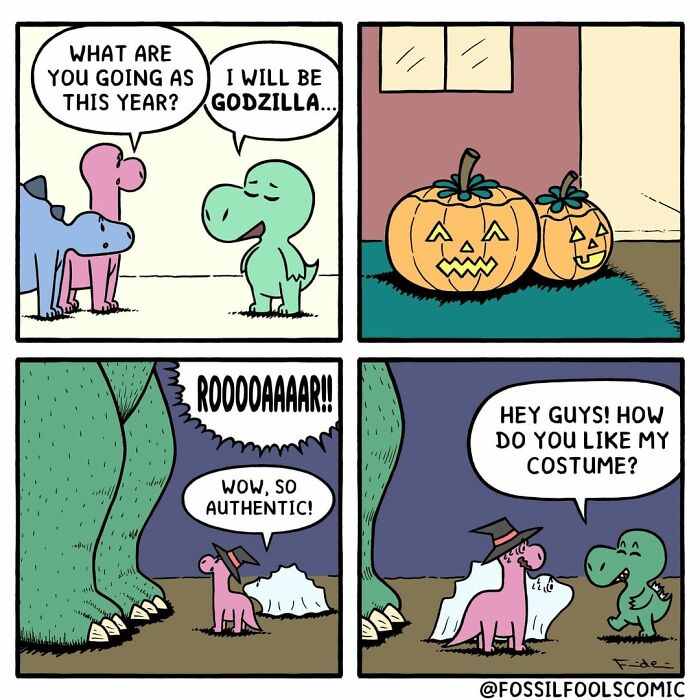 Artist Shows In Cute And Funny Comics The Secret Life Of Dinosaurs