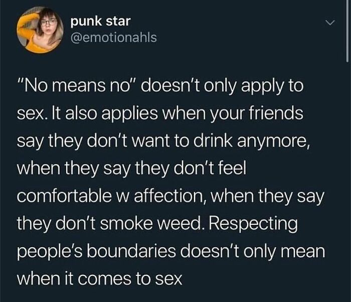 No Freaking Means No.
it’s A Complete Sentence. It Does Not Need Justifications.
no Also Doesn’t Mean, Convince Me.
respect The No’s.
drop Down Below The Way You Say No 👇🏼
-Joanne
@emotionahls
.
.
.
.
.
#stopsayingyestoshityouhate #nomeansno🚫 #respecttheno #boundaries #isaidnonotmaybe #asafeplaceinsideyourhead