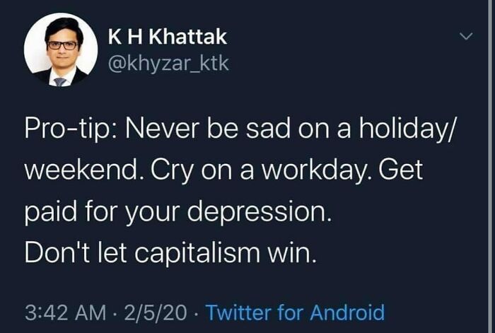 It’s Just A Joke Folks, Don’t Come @ Us, Just Scroll On By....
but To People Who Don’t Have Insurance Or Any Mental Health Support System Feel Free To Be Sad As The Spirit Moves You. Which For Me Is Every Day That Ends In A “Y”, Typically. 🥲 -Joanne
📸 @khyzar_ktk
.
.
.
.
.
#mentalhealthmemes🖤 #lol #laughterisgoodforthesoul #justlaugh #mentalhealthmatters🧠 #depression #depressionawareness #safeplaceinsideyourhead