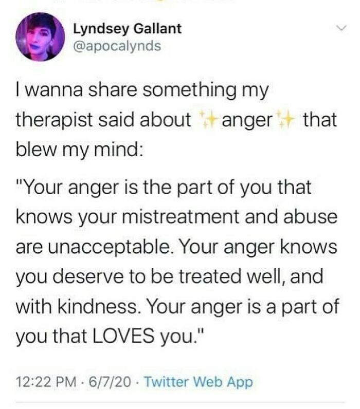 I Have Been So Angry Lately. My Feelings As A Person Have Been Invalidated So Much And At This Point I Just Want To Float Away And Not Talk To Anyone. I Know I Can’t Really Do That But I Feel Like If I Tell You How I’m Feeling, I Need You To Meet Me Where I’m At. Don’t Tell Me People Have It Worse, Don’t Tell Me I’m Being Crazy. Just Simply Sit With Me In My Pain If You Can And Just Tell Me I’m Not Alone. Your Advice Is Welcomed But Even Sometimes I Just Want Someone To Listen To Me Like I Matter. I Won’t Stop Helping People But I Work Really Hard To Make Sure No One Ever Feels Invalidated And I Think I Get Angry And Expect That From People Who Simply Won’t Give It To Me. I Know This Sounds Like I’m Complaining But I Use This Page As My Diary Kinda Lol. Seeing This Helped Me Make A Very Hard Decision To Just Start Loving And Living For Myself. I’m Going To Live Unapologetically Going Forward. - @tanner_hamilton22
.
.
.
.
.
.
.
📸 = @apocalynds
.
.
.
.
#anxiety #depression #beatanxiety #therapy #leavingpeoplebehind #asafeplaceinsideyourhead #ifeelterribletoday #loveyourself #lovewhoyouare #anxietyrelief #anxietyattack #everyonedeserveslove #mentalhealth #keepgoing #twitterquote