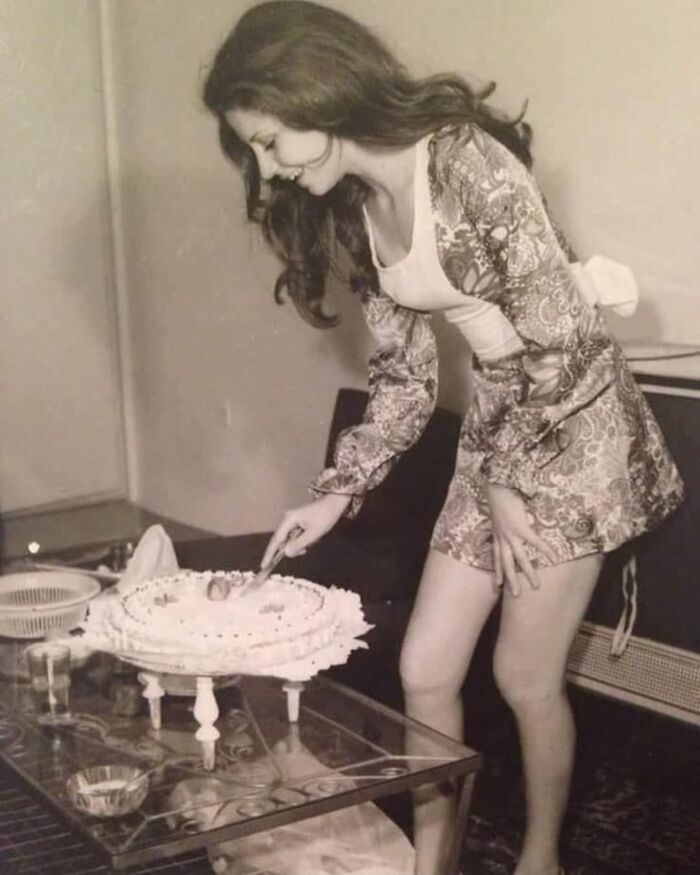 Woman Cutting Her Birthday Cake In Tehran, Iran, 1973