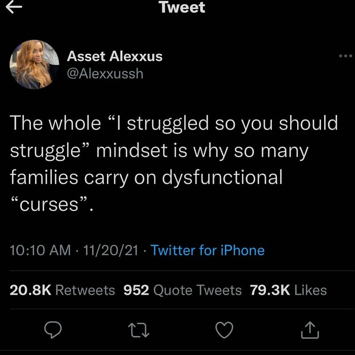 I Never Understood This. My Father Always Told Me “Your Generation Is So Emotional” Or “We Had It Worse, Insert Comparison Here”…like Carrying On Generational Trauma And Curses Is Like A Rite Of Passage Or Something??? Just Because I Went Through It, Doesn’t Mean I Want My Daughter Autumn To Go Through It. You Don’t “Build Character” By Allowing Or Making Your Children Experience Traumas, All You Do Is Fuck Them Up. I Work Hard So My Daughter Gets To Live The Life I Always Day Dreamed Of Having As A Kid. I Will Never Make Her Struggle To Learn Lessons Along The Way. Leave This Mindset In The Past. - @tanner_hamilton22
.
.
.
.
.
.
📸 = Alexxush On Twitter
.
.
.
#generationaltrauma #traumahealing #traumarecovery #traumabonding #growingupwithtrauma #iworkhardsomydaughterwonthavetoo #keepgoing #asafeplaceinsideyourhead #mentalhealthawareness #mentalhealth #mentalillnesssupport #youarebeautiful
