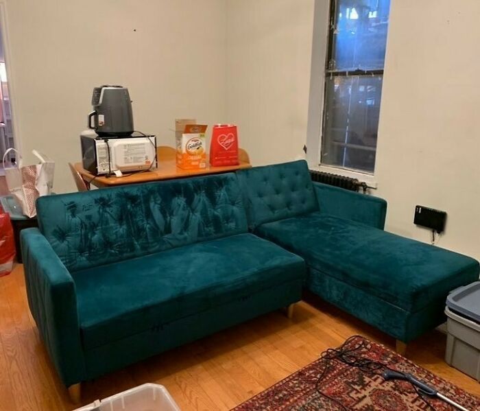 Green Velvet Sectional Out On Linden St Between Irving & Knickerbocker Ave