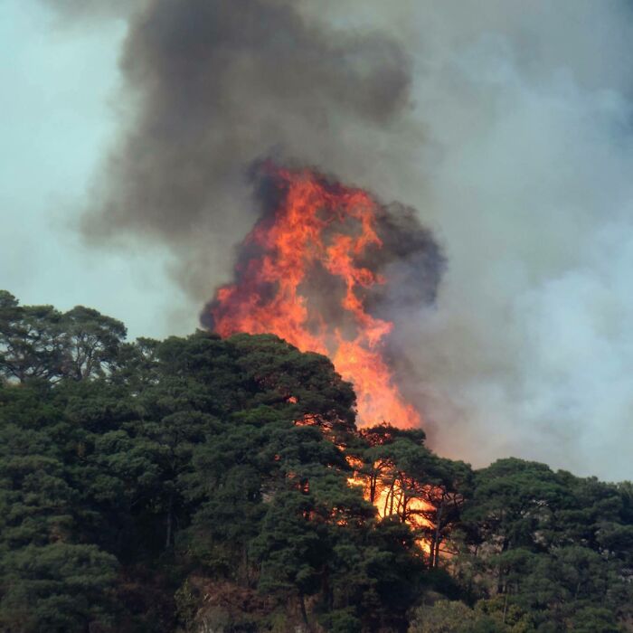 Tuesday's View Of The Tepozteco Mountains Burning Again In Morelos, Mexico