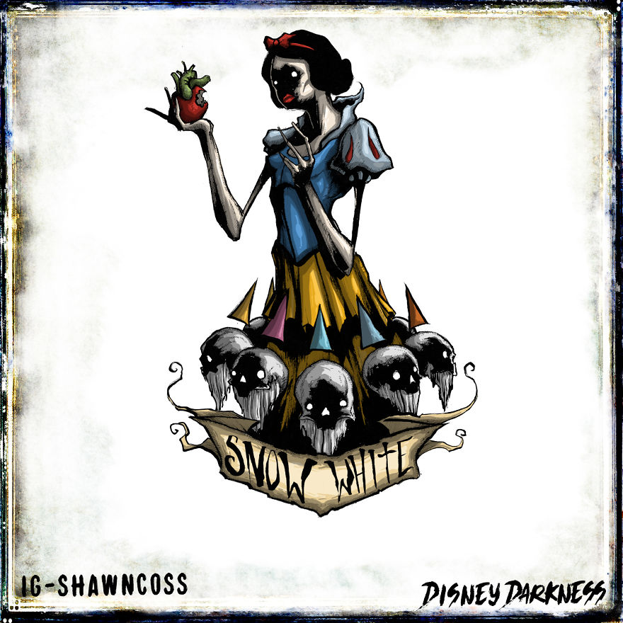 6 Disney Princesses Re-Imagined In A Horrific Dark Style