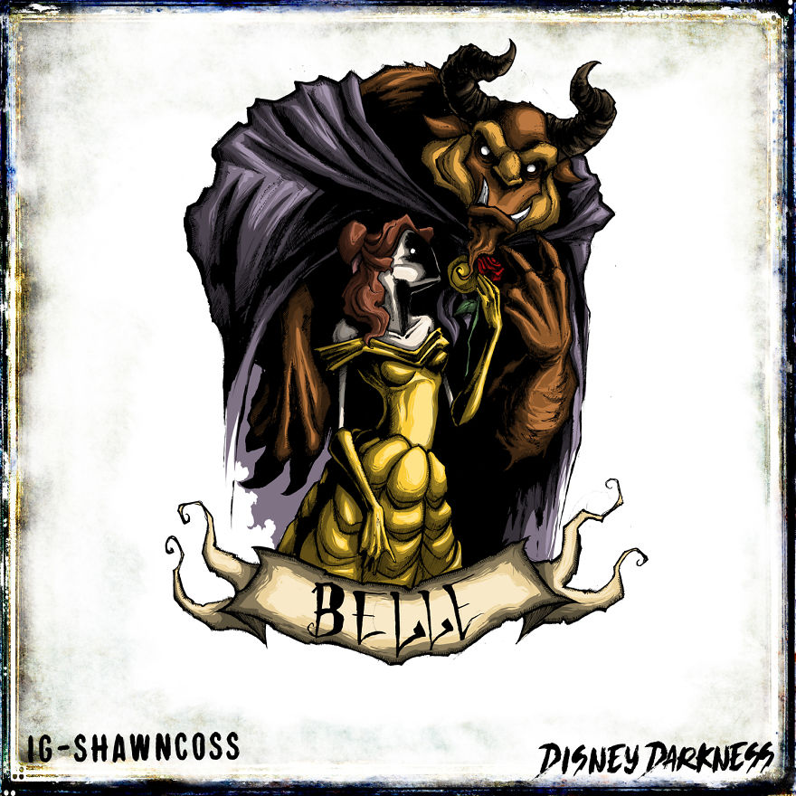 6 Disney Princesses Re-Imagined In A Horrific Dark Style