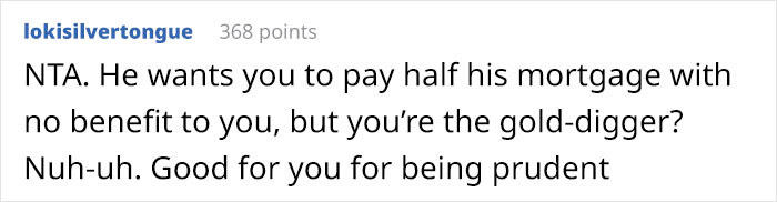 &ldquo;He Said I Sounded Like A Gold Digger&rdquo;: Boyfriend Annoyed When His Partner Refused To Split His Mortgage Without Getting Any Ownership Benefits