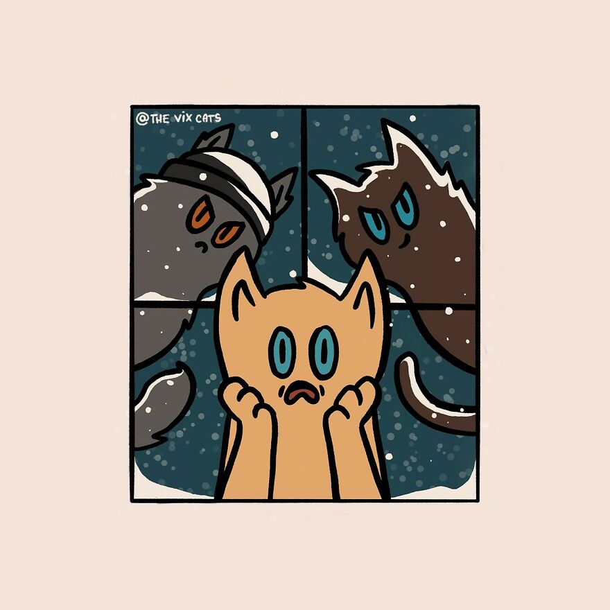 I Began Drawing Illustrations Of My Two Lovely Cats After I Got A Second Cat, Here's How It Went (21 Pics)