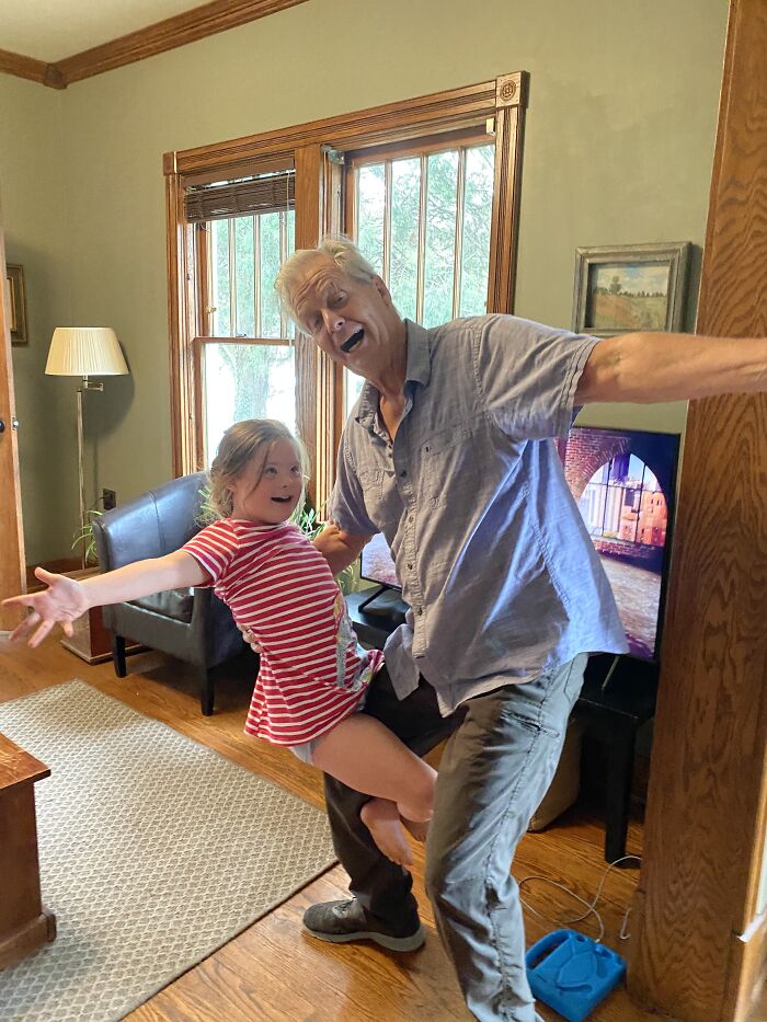 My Daughter And My Dad At The End Of A Dance Routine.