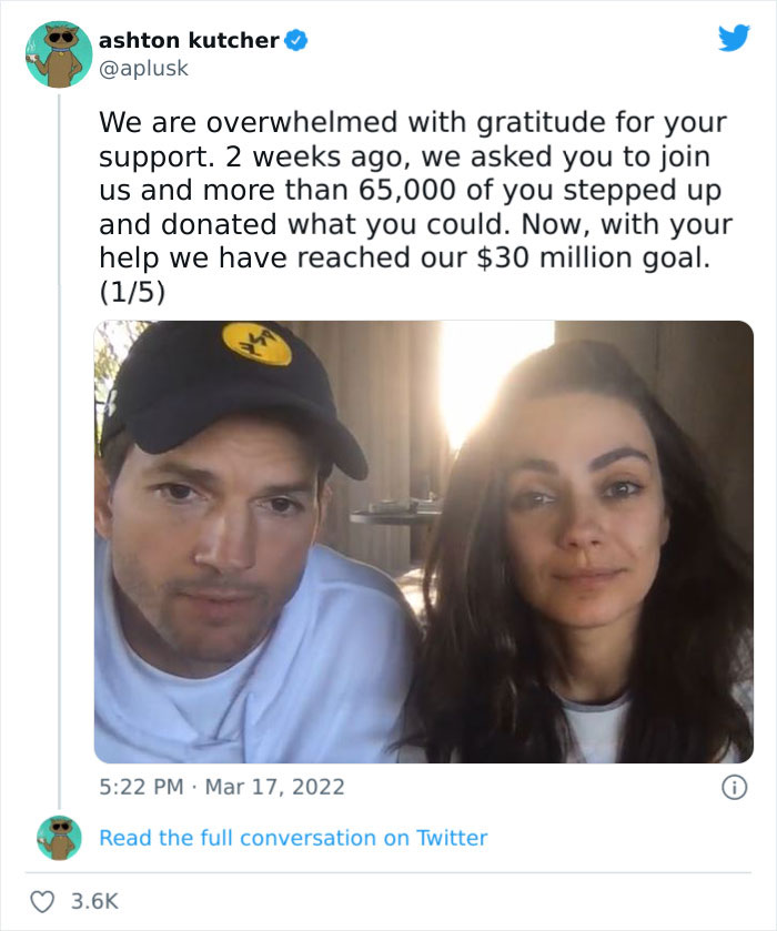 President Zelenskyy Appreciates Mila Kunis And Ashton Kutcher For Raising Almost $35M In Support Of Ukraine And Its People President Zelenskyy Appreciates Mila Kunis And Ashton Kutcher For Raising Almost $35M In Support Of Ukraine And Its People