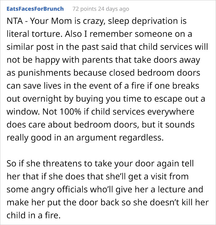 Teenager Asks &ldquo;AITA For Locking My Door At Night&rdquo; To Avoid Being Woken Up At 4:30 AM By Their Mom