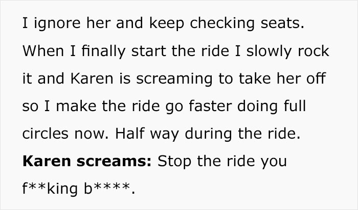 "The Day I Made A Karen Cry": Amusement Park Ride Operator Enacts Justice On Rude Karen "The Day I Made A Karen Cry": Amusement Park Ride Operator Enacts Justice On Rude Karen