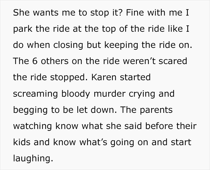 "The Day I Made A Karen Cry": Amusement Park Ride Operator Enacts Justice On Rude Karen "The Day I Made A Karen Cry": Amusement Park Ride Operator Enacts Justice On Rude Karen