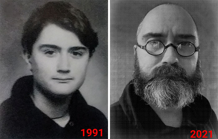 Mi barba comenzó por arriba, y poco a poco se deslizó hacia abajo