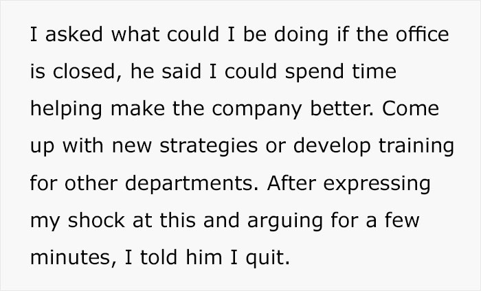 Management Tells Off This Employee For Using Their Days Off Not For Work, They Quit On The Spot Management Tells Off This Employee For Using Their Days Off Not For Work, They Quit On The Spot