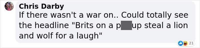 A Lion And Wolf Get Carried By Crane Into A Minivan Driven By Three Brits In Order To Save Them