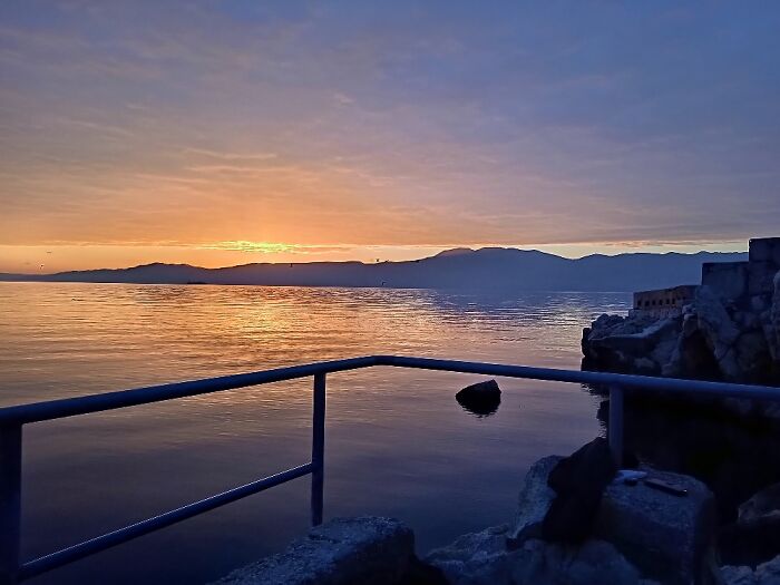 Sun Getting Set Behind Mount Of Učka , Croatia