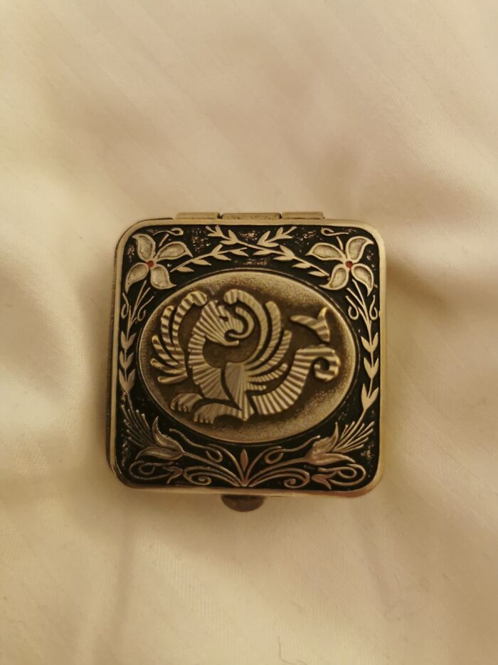 A Pretty Pill Box With Enamel Flowers. Cost 5 Chf At A Street Market.