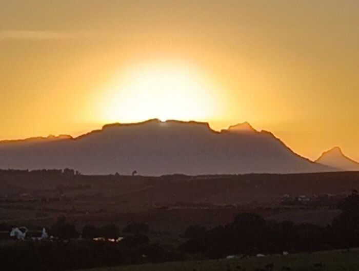 Sunset Over Table Mountain In Cape Town