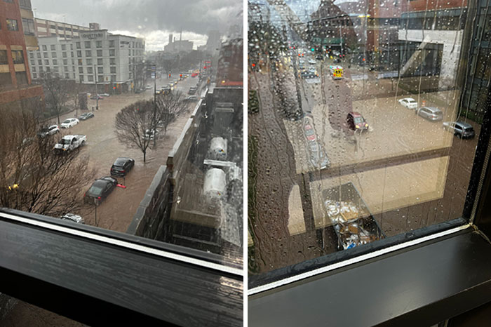 Flooding downtown near UAB. My wife sent these to me