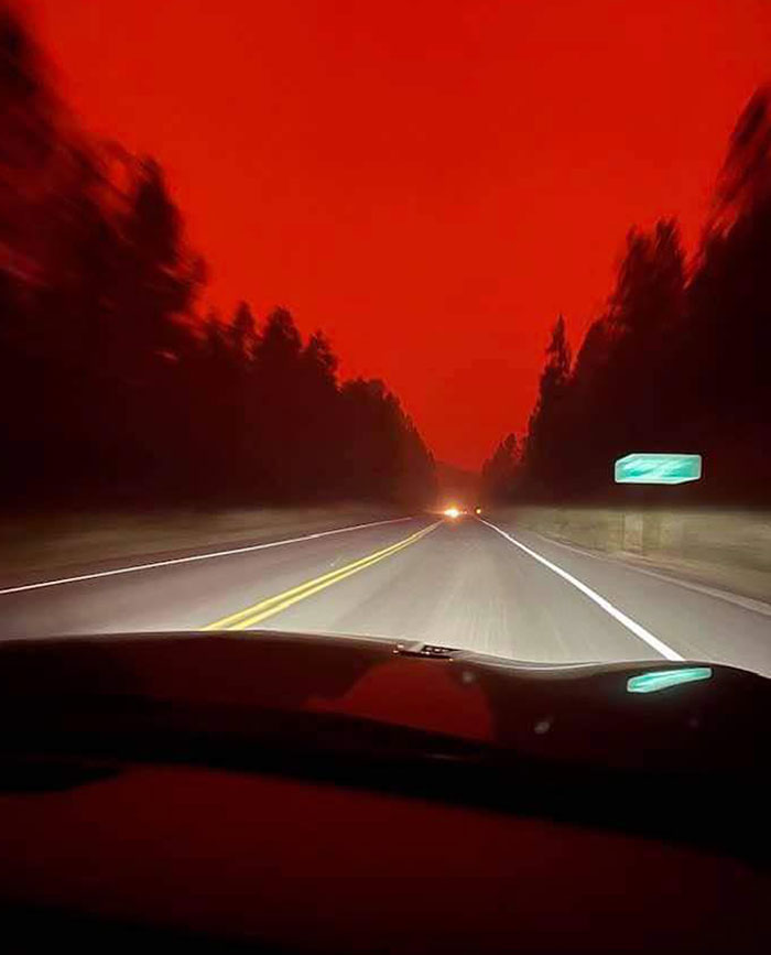 In The North Okanagan, BC The Smoke From Wildfires Has Gotten So Bad It Has Blocked The Sun Leaving The Sky Blood Red