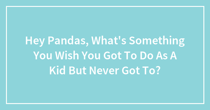 Hey Pandas, What’s Something You Wish You Got To Do As A Kid But Never Got To? (Closed)