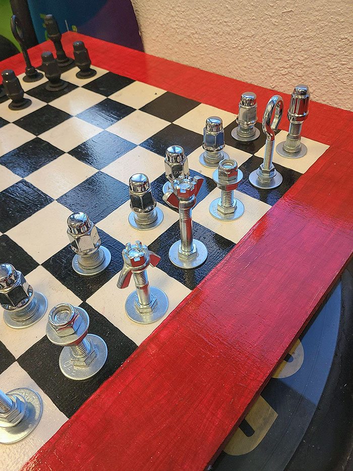 Chess Pieces Made Out Of Hardware
