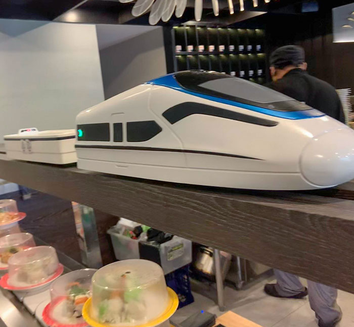 Sushi Train Restaurant Had A Train Serving Sushi
