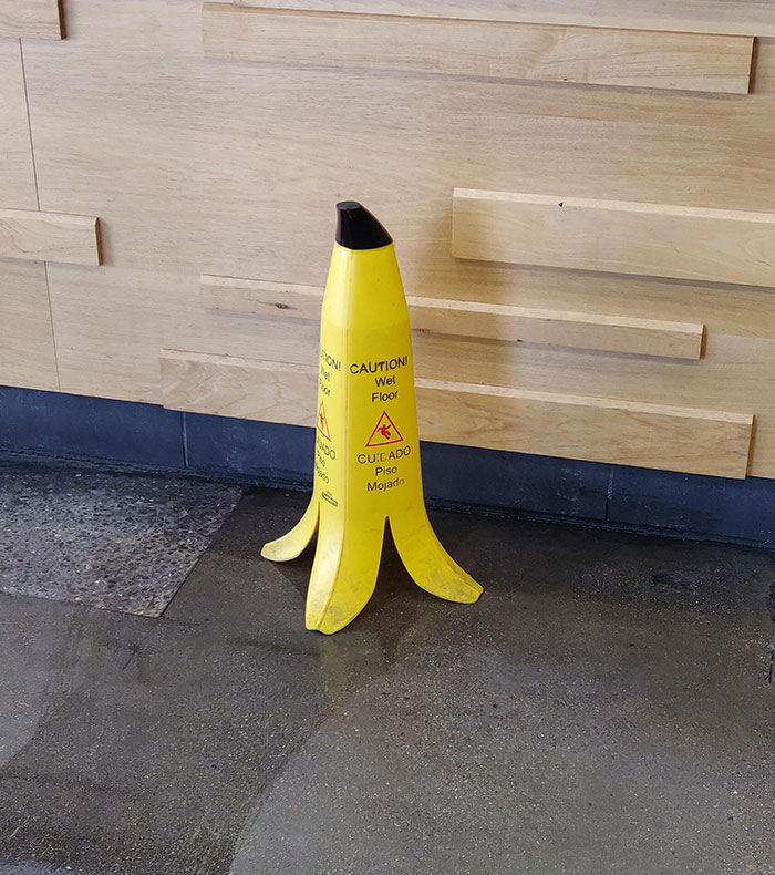 Thought This Was A Very Clever Way To Make A Caution Sign. It's Still Highly Visible And Does It's Job But With Some Fun