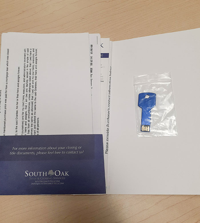 When I Bought My House, The Title Company Gave Me A Digital Copy Of All My Documents On A Thumb Drive Shaped Like A House Key