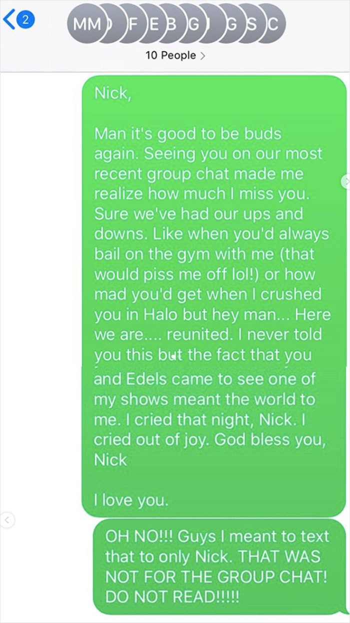 Send A Sappy Accidental Personal Text To Someone In A Group Chat