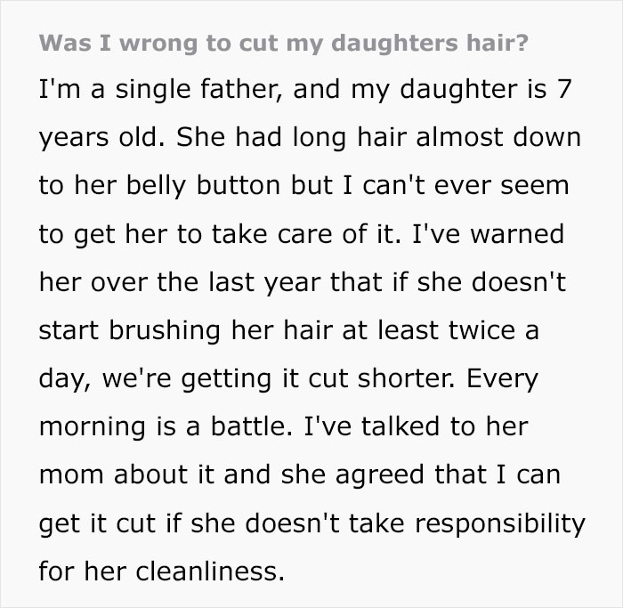 Single Father Cuts Off 7-Year-Old Daughter&rsquo;s Hair Because She Doesn&rsquo;t &lsquo;Maintain It&rsquo;, Asks The Internet If He Did Something Wrong