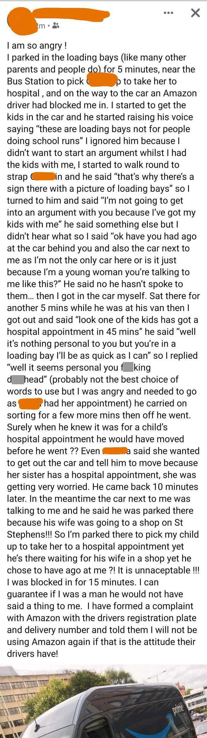 Entitled Karen Thinks She Can Park In A Loading Bay Because She Has Kids