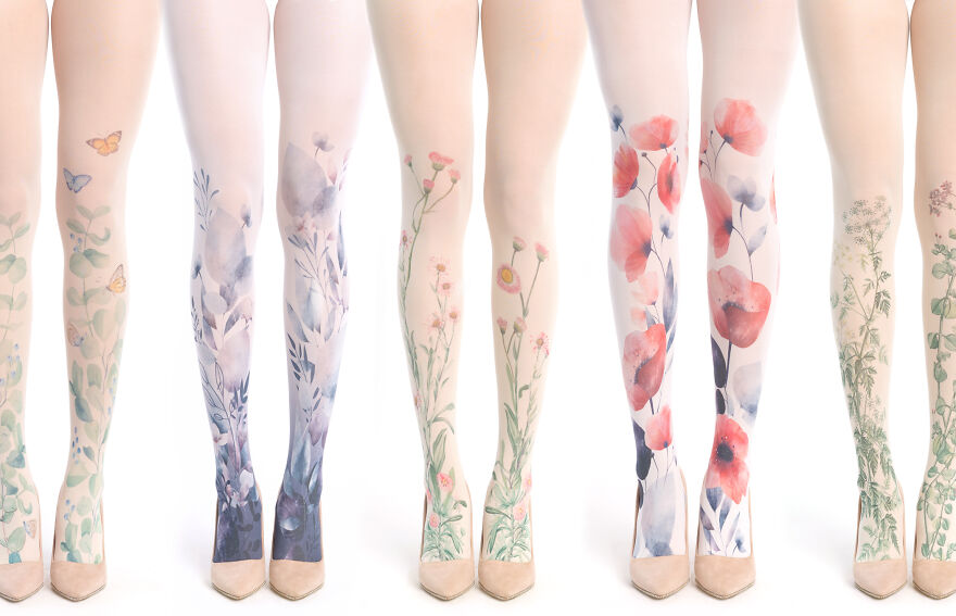 I Designed These Floral Tights And They Look As If You Are Wearing The Meadow On Your Legs (25 Pics)