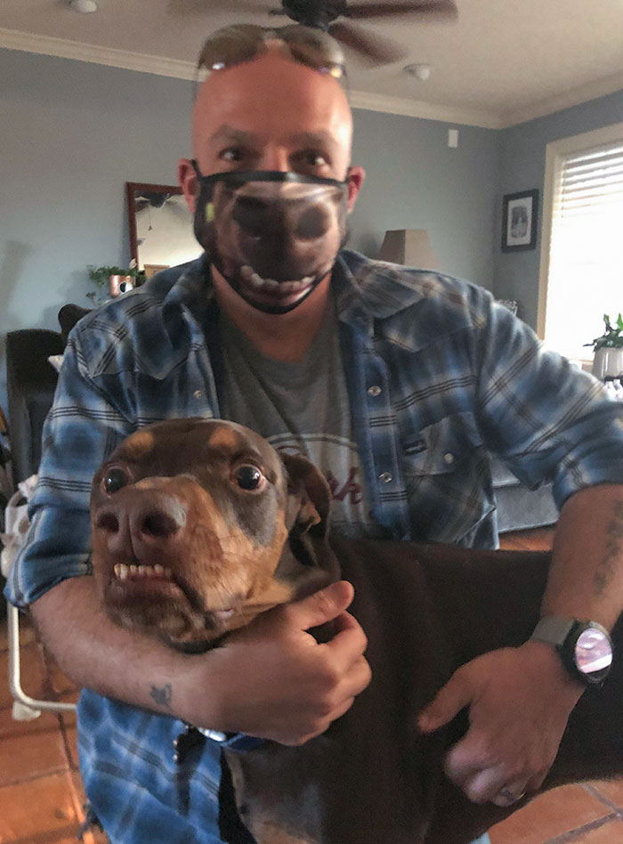 Wife Got Me A Mask With My Boy’s Face On It. Not Sure Whether Funny Or Scary