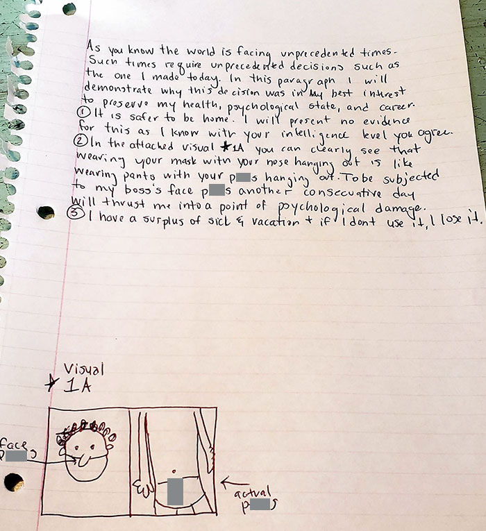 My BF Jokingly Said He Wanted Me To Write Half A Page On Why I Didn't Go To Work Today. I Decided To Give It My All