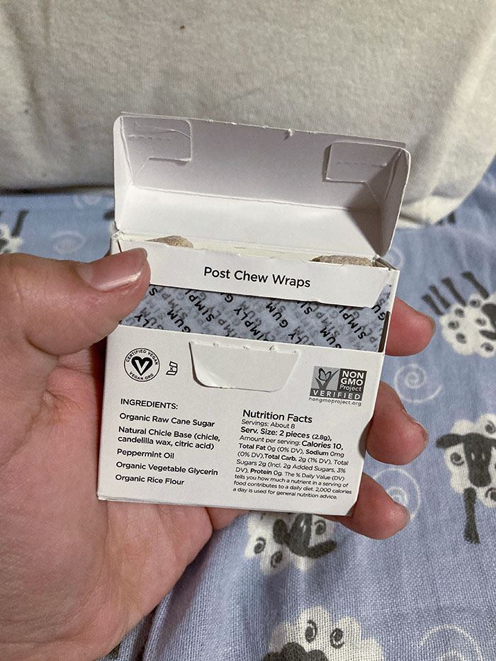 My Gum Came With Post Chew Wraps To Spit Your Gum In