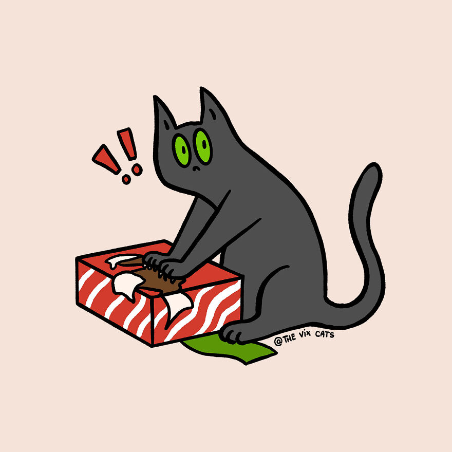 I Began Drawing Illustrations Of My Two Lovely Cats After I Got A Second Cat, Here's How It Went (21 Pics)