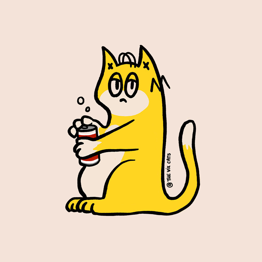 I Began Drawing Illustrations Of My Two Lovely Cats After I Got A Second Cat, Here's How It Went (21 Pics)