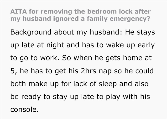 Husband Ignores Family Emergency To Take A Nap, Tries To Put All The Blame On His Wife Husband Ignores Family Emergency To Take A Nap, Tries To Put All The Blame On His Wife
