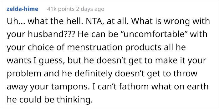 Woman Is Forced To Hide Tampons From Husband Who Hates Them, Finally Snaps When He Throws Away The Whole Box