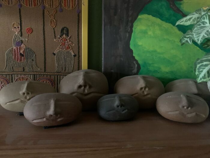 This Set Of Clay Heads! Each Represents My Family Members And I.