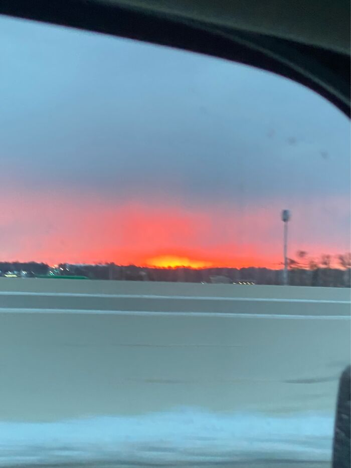 Mansfield Ohio Area. Sunset On The Drive Back To Cleveland.